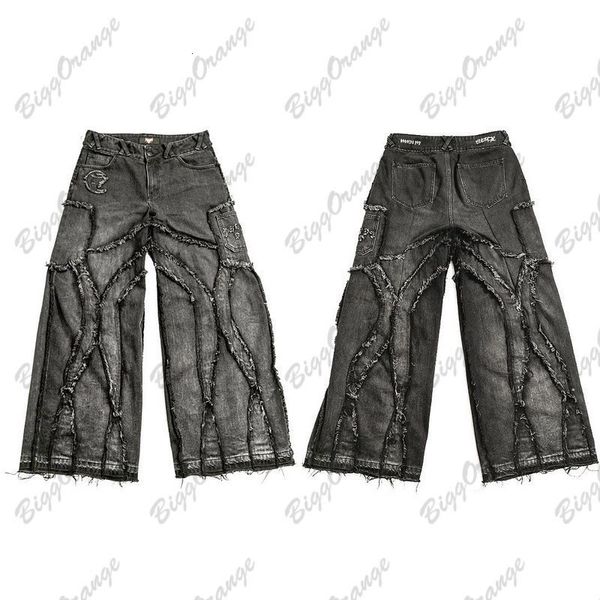 Shorts pour hommes Punk Y2k Streetwear Loose Trendy Clothing Black Jeans Pantalon Style en lambeaux West Cargo Dark Comfort Plus Size Clothing Men 230802