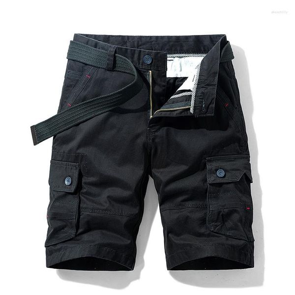 Shorts pour hommes pur coton été hommes Cargo garçons décontracté poche Streetwear grande taille mâle Long Bermuda Z122