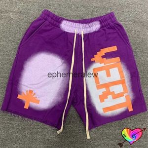 Herenshorts Paarse Vertabrae Sweatshorts Heren Dames Wassen Opdruk Vertabrae Shorts Lange zakken met trekkoord VERT RijbroekH24222