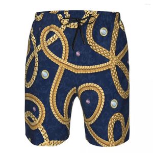 Short masculin Séchon sécheur de maillots de bain pour hommes de la plage Briefes courts pour l'homme chain d'or motif sans couture de natation