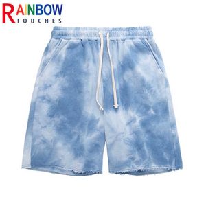 Pantalones cortos para hombres Rainbowtouches Hombres Pantalones cortos de algodón Hip Hop Tidal High Street Tendencia Pantalones cortos casuales Transpirable Suelto Tie Dye Shorts Calidad superior G230316