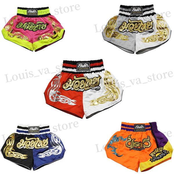 Shorts masculins raja muay thai short cool imprimer les enfants de combat adulte boxer pour hommes et femmes en vrac boxer shorts mma pantalon en gros T240419