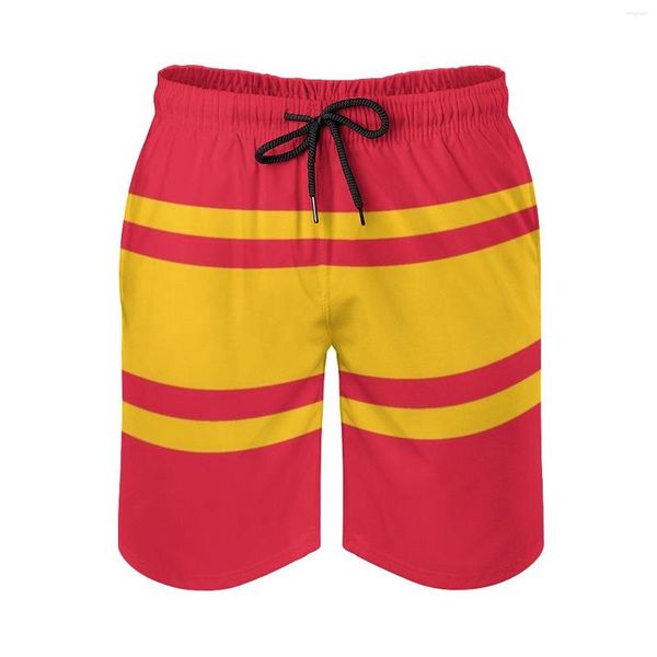 Pantalones cortos para hombres Rojo Amarillo Power Stripe Deportes para hombres Short Beach Surf Natación Boxer Trunks Bañarse Atlanta Calgary Kansas City