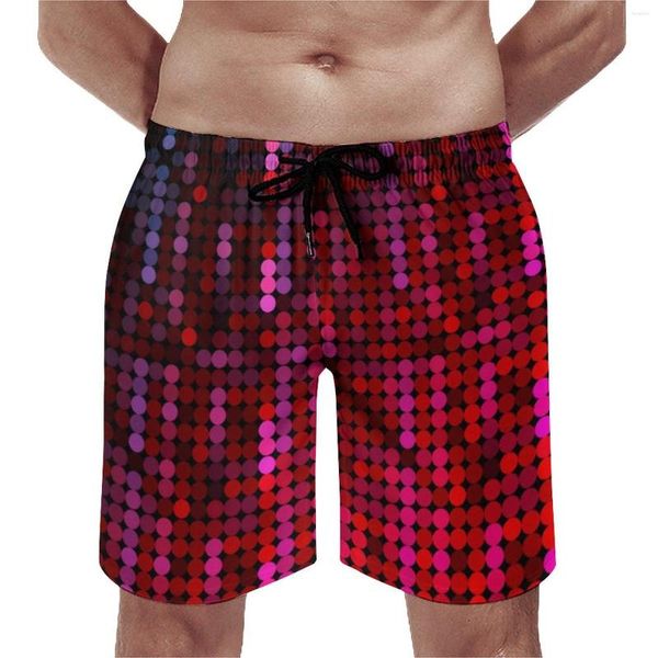 Pantalones cortos para hombre Bola de discoteca roja Gimnasio Estampado de lentejuelas rosa Pantalones cortos de playa divertidos Hombres Gráfico Correr Bañadores cómodos Idea de regalo