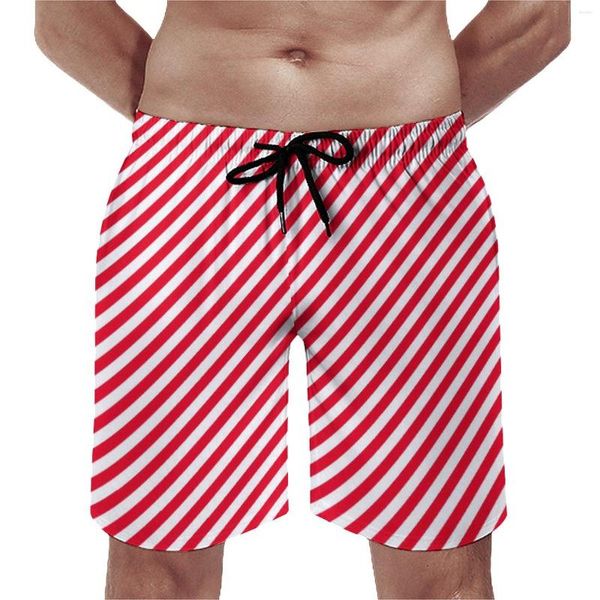 Short pour homme Ligne rouge Imprimé Rayures Noël Pantalon court décontracté Homme Vêtements de sport Séchage rapide Maillot de bain Cadeau d'anniversaire