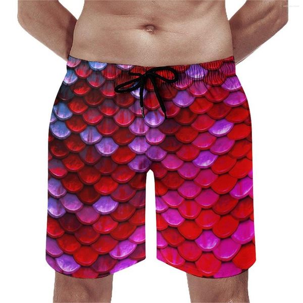 Short pour homme, planche de sirène rouge, imprimé abstrait, pantalon court rétro, personnalisé, sport, Surf, maillot de bain confortable, idée cadeau