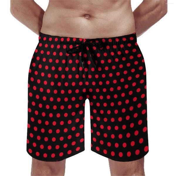Short pour Homme Rouge à Pois Planche d'été rétro imprimé Sport Surf Plage Pantalon Court séchage Rapide Hawaii Graphique Grande Taille Maillot de Bain