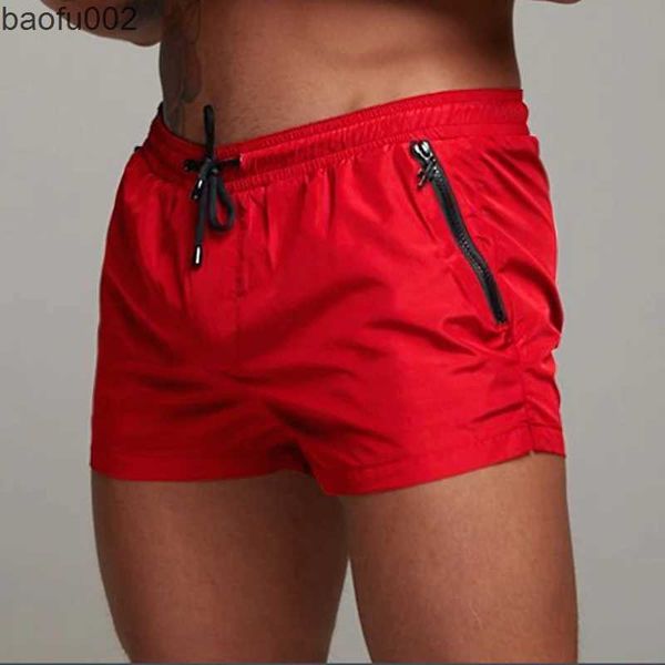 Men's Shorts Pantalones cortos deportivos rojos para correr para hombre, pantalones cortos de verano de secado rápido para Fitness, pantalones cortos de gimnasio para culturismo, pantalones cortos de compresión para correr para hombre W0327