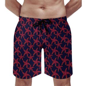 Herenshorts Rood Zeesterstijl Board Zomer Dierensport Fitness Strand Mannen Sneldrogend Casual ontwerp Oversize trunks