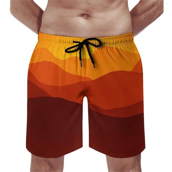 Shorts pour hommes Red Sunset Board Montagnes Imprimer Mignon Hawaii Beach Hommes Graphique Course À Séchage Rapide Maillot De Bain Cadeau D'anniversaire