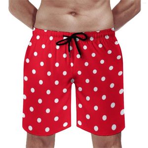 Heren Shorts Rood Met Witte Stippen Board Zomer Dot Gevlekte Cirkels Sport Korte Broek Mannen Grappig Plus Size Zwembroek