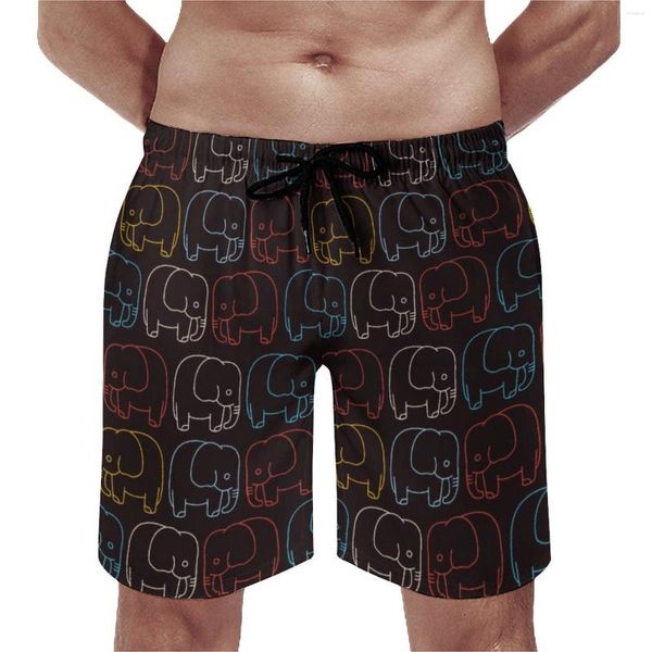 Pantanos cortos para hombres Retro Baby Elephant Board Trenky Breve de gran tamaño Machos estampados de animales Cañas de natación cómodas