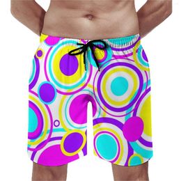 Short rétro pour hommes, planche de cercles, imprimé lumineux des années 60, pantalon court de course, séchage rapide, Design hawaïen, grande taille, maillot de bain