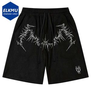Heren shorts retro geborduurde suède shorts voor heren straatkleding Harajuku hiphop los 2024 zomer oversized casual Q240427