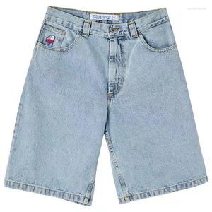 Shorts pour hommes rétro hip hop dessin animé graphique streetwear denim y2k grand garçon broderie baggy harajuku gym basketball hommes