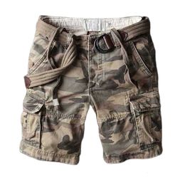 Heren shorts Retro Military Camo Cargo Shorts Men Casual Army Style Beach Shorts Premium Quality Losse baggy pocket korte zomerkleding 230428