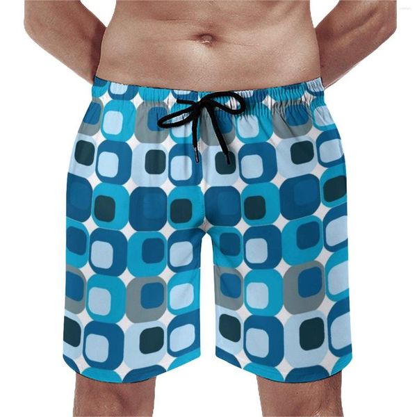 Short pour homme rétro Mod carré planche bleu abstrait imprimé décontracté plage pantalon court graphique sport surf séchage rapide maillot de bain cadeau