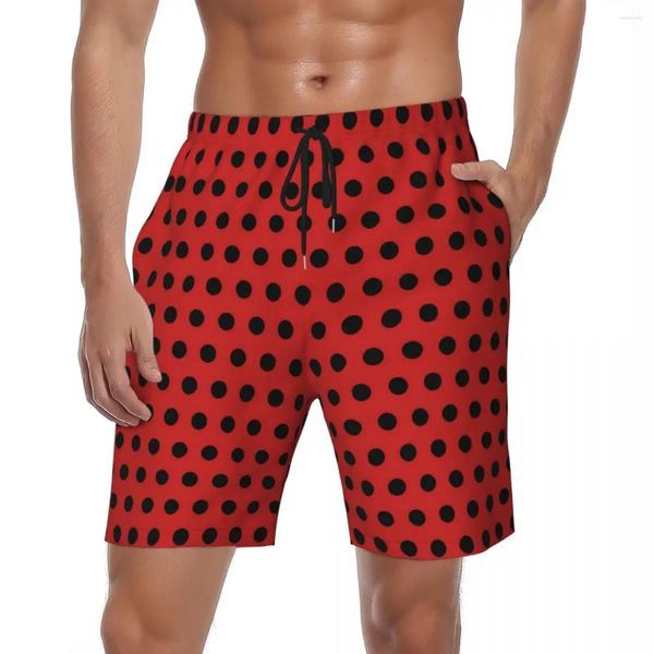 Short pour hommes rétro à pois Gym été rouge et noir course plage séchage rapide Vintage grande taille maillot de bain