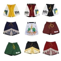 Heren Shorts Rhude Heren Mesh Mode Heren Dames Casual Reflecterend Skateboard Hip Hop Strand Heren Shorts Heren Zomer Hardlopen Sport Zak Hoge kwaliteit Kort