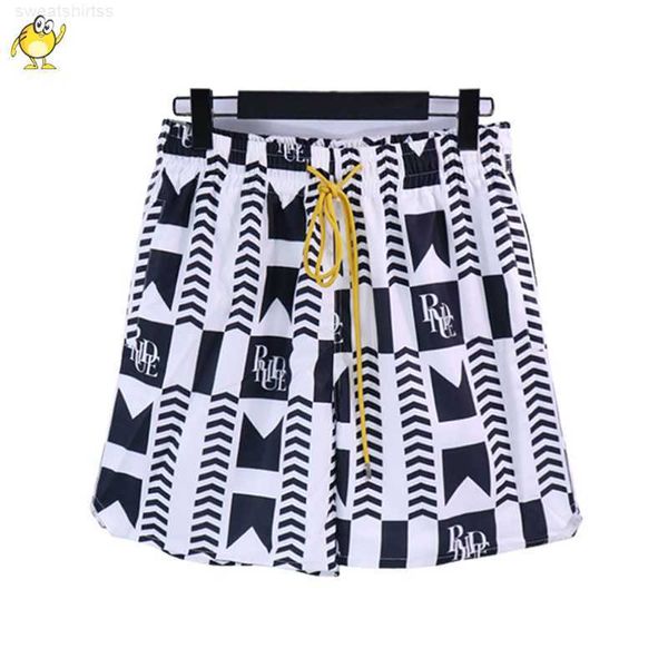 Pantalones cortos para hombre Rhude Shorts Summer Casual Men Woman Mejor calidad Beach Style Checkerboard Printing Breeches