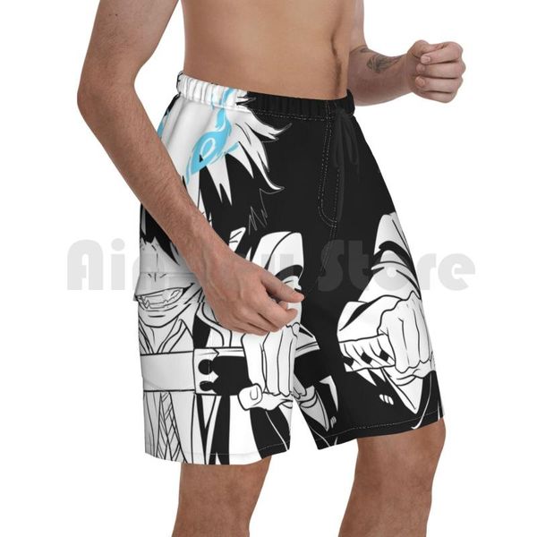 Short masculin rin okumura plage pantalon masculin manga manga anime ao pas exorciste bleu yukiomen's