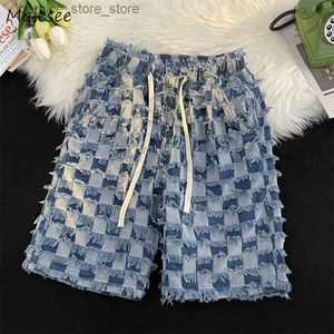 Herenshorts S-3XL shorts heren kwastje platte onderkant drag Y2k unisex Amerikaanse jeugd straatkleding wijde pijpen broek los hiphop cool Q240305