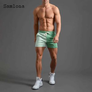 Herenshorts Samlona Plus size 4xl heren sexy elastische Wiast-shorts 2022 nieuwe patch werkbankzak heren casual strandshorts heren J240322