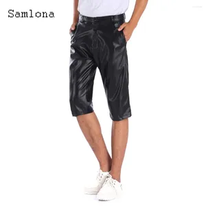 Short masculin samlona Plus taille Faxu pu Leather Punk Style Fashion Zipper Pockets Half Pants 2024 Summer Sexy Hip Hop