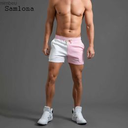 Shorts pour hommes Samlona grande taille hommes épissé mode loisirs Shorts 2022 été nouveau Sexy à lacets maigre pantalon court mâle décontracté Shorts de plage 240226