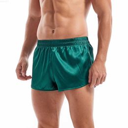 Shorts pour hommes Sous-vêtements en satin Boxers Boxers sexy pour hommes Pyjamas en soie lisse Shorts Loose Split Man Lounge Boxershorts Home Sleep Bottoms L230719