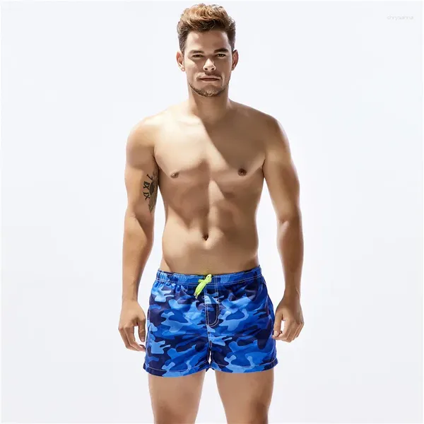 Pantalones cortos para hombres SEOBEAN Marca Poliéster Casual Verano Mar Playa Pantalones secos rápidos Boxer Imprimir Camuflaje Ropa de playa 70304