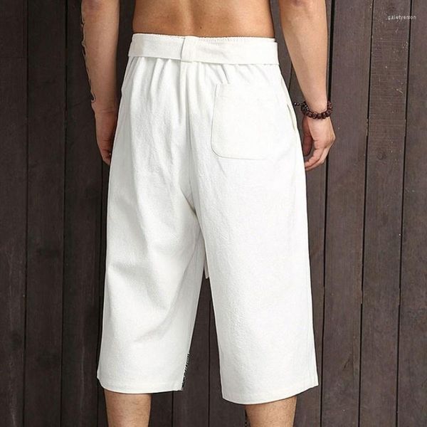 Shorts pour hommes Sexy mode jambe large homme lin mi-mollet coupe ample été décontracté Style chinois coton de qualité