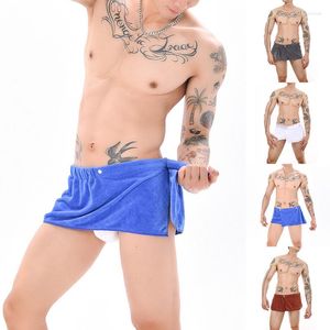 Shorts pour hommes Sexy Sleep Bottoms Pyjamas en microfibre Hommes Vêtements de nuit Short Serviette Pantalon Side Split Peignoir Culottes Doux Épais Haute Qualité