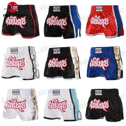 Shorts de hombres cortos Muay Thai niños para adultos Pantalones de kickboxing pantalones satinados satin boxing masculina niña niña barata sanda artes marciales mma T240419