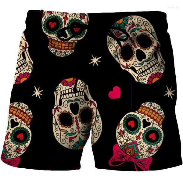 Pantalones Cortos para Hombre con Estampado De Calavera, Playa, Patrón 3D, Bañadores De Cráneo Oscuro, Pantalones Cortos De Hip Hop con Esqueleto para Hombres/Mujeres, Ropa De Talla Grande para Hombres