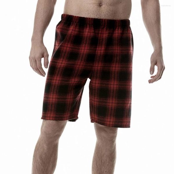 Pantalones cortos para hombres Ropa de dormir Suave Recto Pierna ancha Que absorbe la humedad Casual Suelto Hasta la rodilla Pijama para dormir Relajado