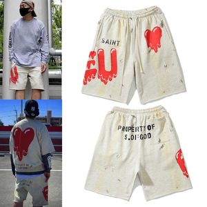 Shorts pour hommes SM co marque UE amour dissous imprimé Edison Chen shorts décontractés Capris pour hommes lavés, usés et endommagés