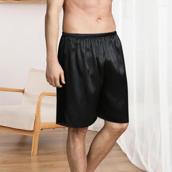 Pantalones cortos para hombres Hombres lisos Cintura elástica Longitud de la rodilla Durmiendo Color Sólido Suave Verano Suelto Mid Beach 2022