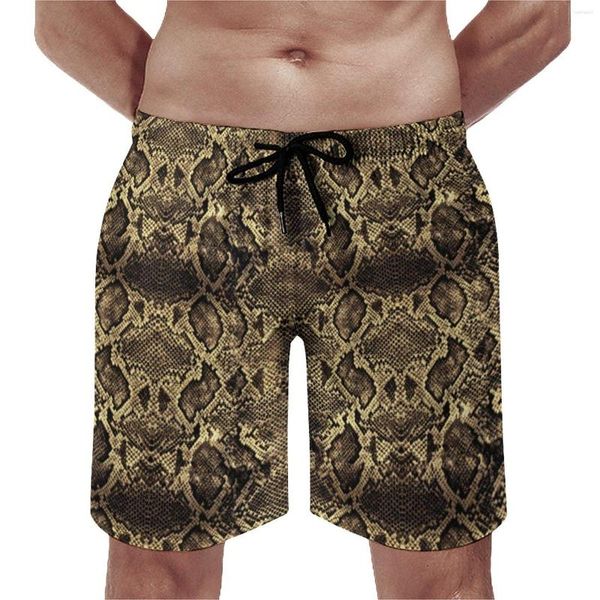 Pantalones Cortos para Hombres Gimnasio De Piel De Serpiente Verano Marrón Estampado De Serpiente Deportes Tablero De Ejercicios Pantalones Cortos Hombres Diseño Cómodo Tallas Grandes Bañadores