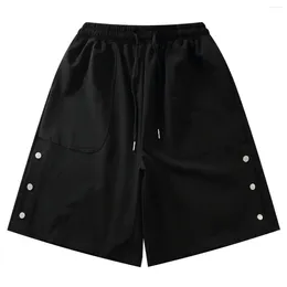 Shorts pour hommes Snap Side Bouton LACIBLE Harajuku Baggy Pantalon court Streetwear Hommes Été Longueur au genou Jogging Hip Hop Pantalon de mode