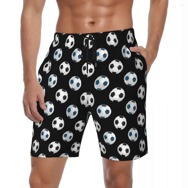 Pantalones cortos para hombres Tablero de pelota de fútbol Verano Blanco y negro Correr Playa Hombre Secado rápido Diseño casual Troncos de natación de gran tamaño