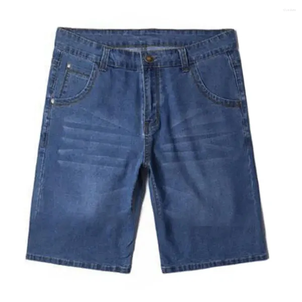 Short masculin Soft Denim Summer avec bouton Zipper Place de conception de la jambe droite Couleur solide court pour Streetwear