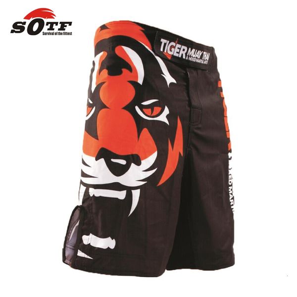 Pantalones cortos para hombre SOTF Tiger Muay ThaiFighting Sanda ropa boxeo bermuda MMA shorts Boxing pantalones cortos mma kick boxing wrestling short mma 230802