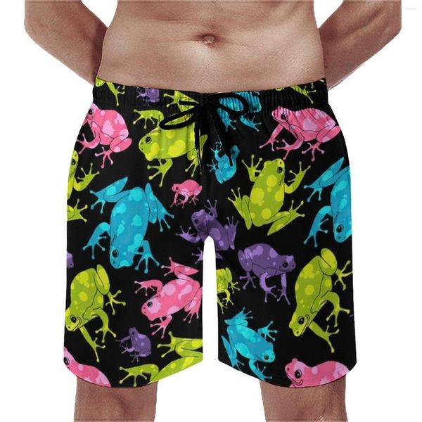 Pantalones cortos para hombres Splash Frog Board Summer Multicolor Animal Print Ropa deportiva Playa Secado rápido Divertidos troncos de gran tamaño personalizados