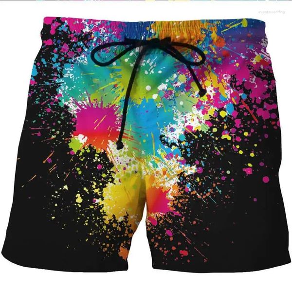 Pantalones cortos para hombre Splash Ink Tie Dye Pattern Impreso en 3D Playa Natación y surf