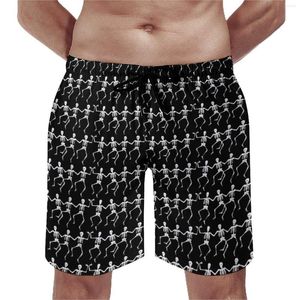 Shorts masculins Halloween Print Board Squelettes de danse d'été Running Surf Pantal Pantal