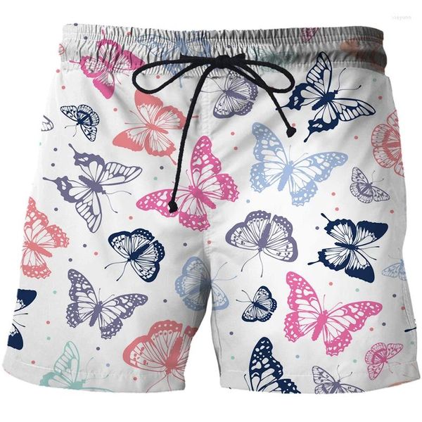 Pantalones cortos para hombres Deporte Fitness Entrenamiento Sweetpants Mid Rise Butterfly Print Hombres Imágenes de dibujos animados Casual para