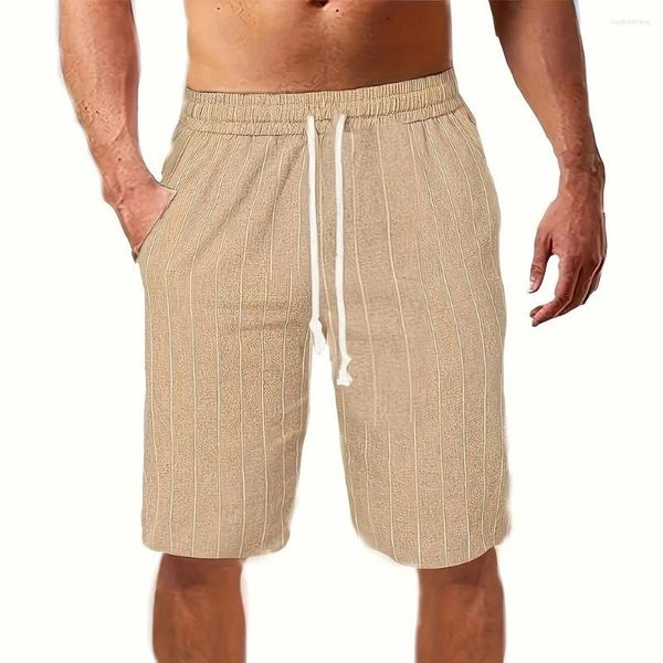 Short masculin Sports Blue Boardshorts à rayures décontractées chino chino blanc gris foncé gris à cordon de taille élastique