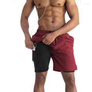 Shorts pour hommes Sports Pantalons de course à double couche Entraînement physique Séchage rapide Pantalons multi-poches Pantalones