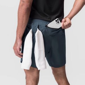 Short masculin Sports tissés rapides secs respirant dos à zipper pantalon de poche d'exercice